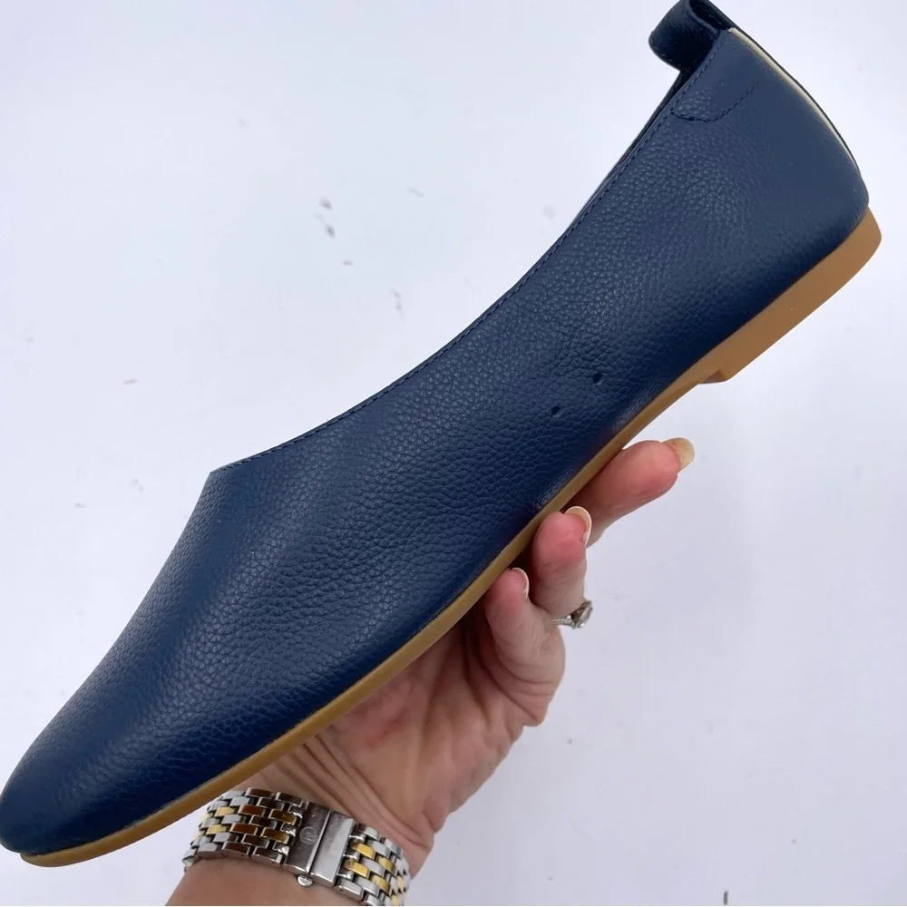 Everlane Navy Leather Ballet Flats